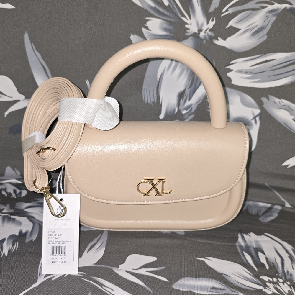 P63 Christian LaCroix "CHAR" Cream/Latte Crossbody Top Handle Handbag NWT